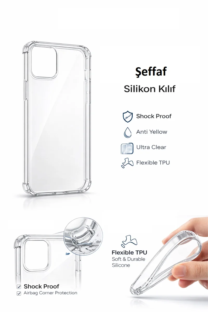 Samsung Galaxy A51 Uyumlu Şeffaf Silikon Telefon Kılıfı Esnek Darbe Koruyucu