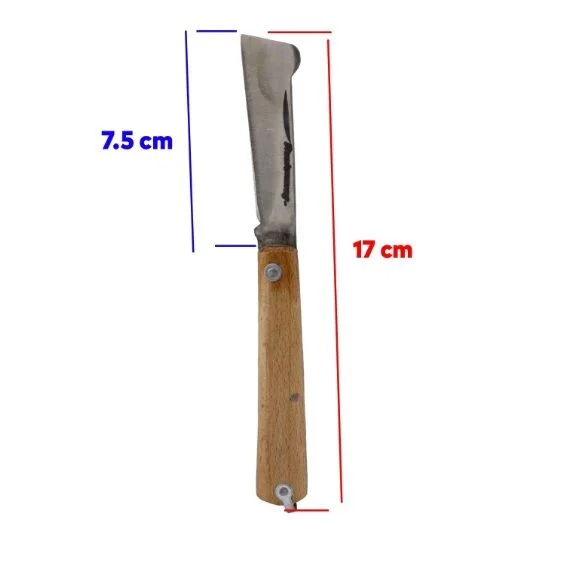 Aşı Bıçağı Profesyonel Çelik Tepeli Uçlu Bağ Ağaç Budama Aşı Çakısı 170 mm Ahşap Saplı Bıçak Çakı