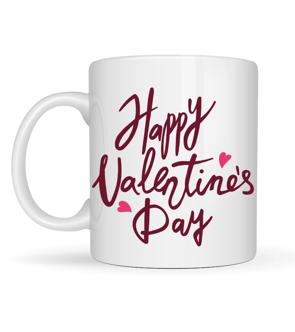 Happy Valentine’s Day Baskılı Porselen Kupa Model 2 – Sevgililer Günü Özel Tasarım