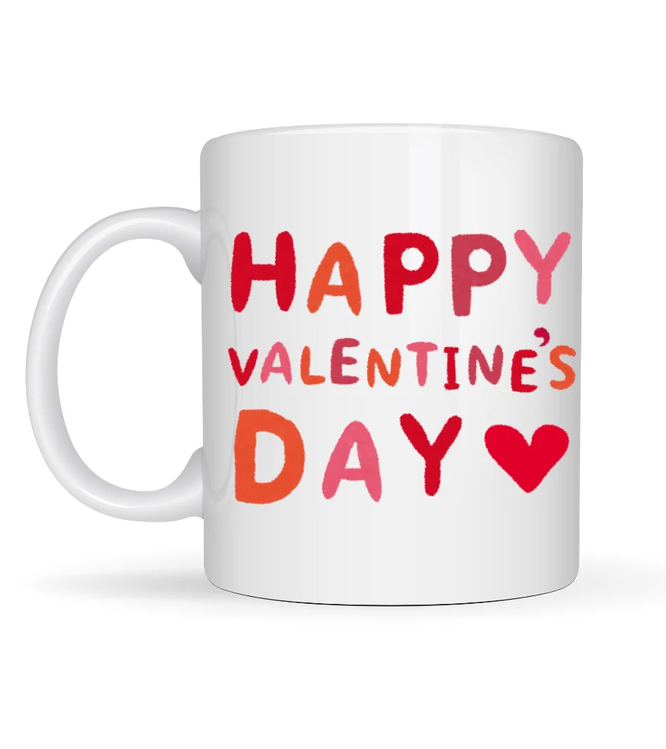 Happy Valentine’s Day Kupa – Model 4 Sevgililer Günü Hediyesi - Aşk Temalı Porselen Kupa - Sevgiliye Özel Tasarım