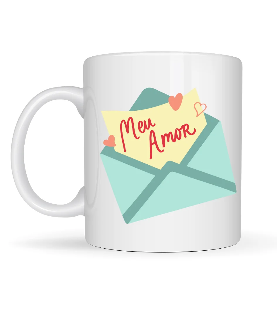 Meu Amor Tasarımlı Porselen Kupa Model 11 - Romantik Kalp Desenli Sevgili Kupası - Özel Tasarım Kahve & Çay Kupası