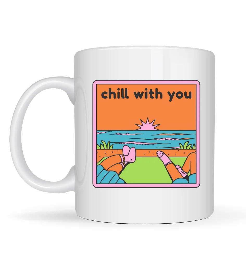 Chill With You Tasarımlı Porselen Kupa – Model 35 - Sıcacık Anlar İçin Özel Tasarım Kahve Kupası