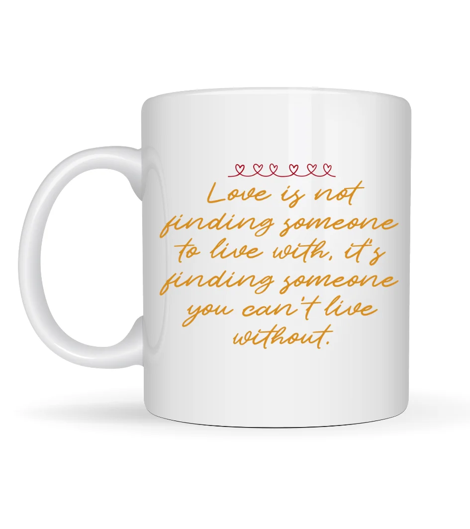 Aşk Dolu Mesajlı Porselen Kupa Model 39 – “Love Is Not Finding Someone…” Yazılı Romantik Kahve Kupası Sevgiliye Özel Hediye