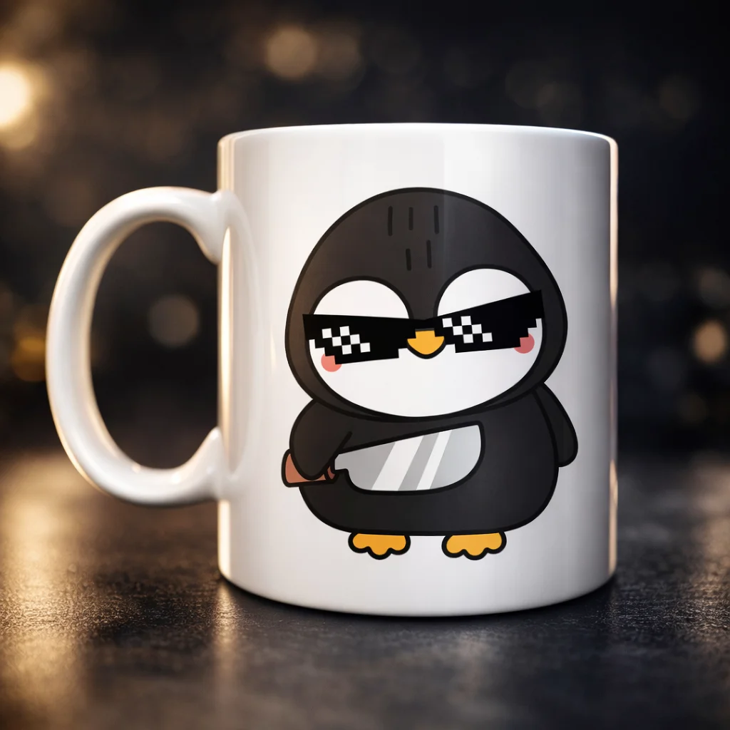 Havalı Penguen Tasarımlı Porselen Kupa MODEL 88 – Eğlenceli, Cool & Enerjik Kahve Kupası