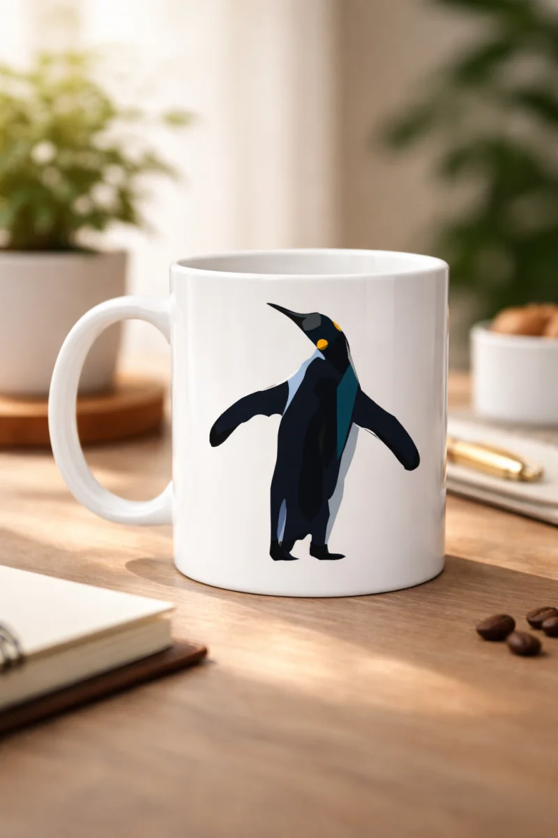 Nihilist Penguen Tasarımlı Porselen Kupa MODEL 159 – Sürüden Ayrılanlara Özel Minimalist Kahve Kupası – Özgün Tasarım Hediyelik Kupa