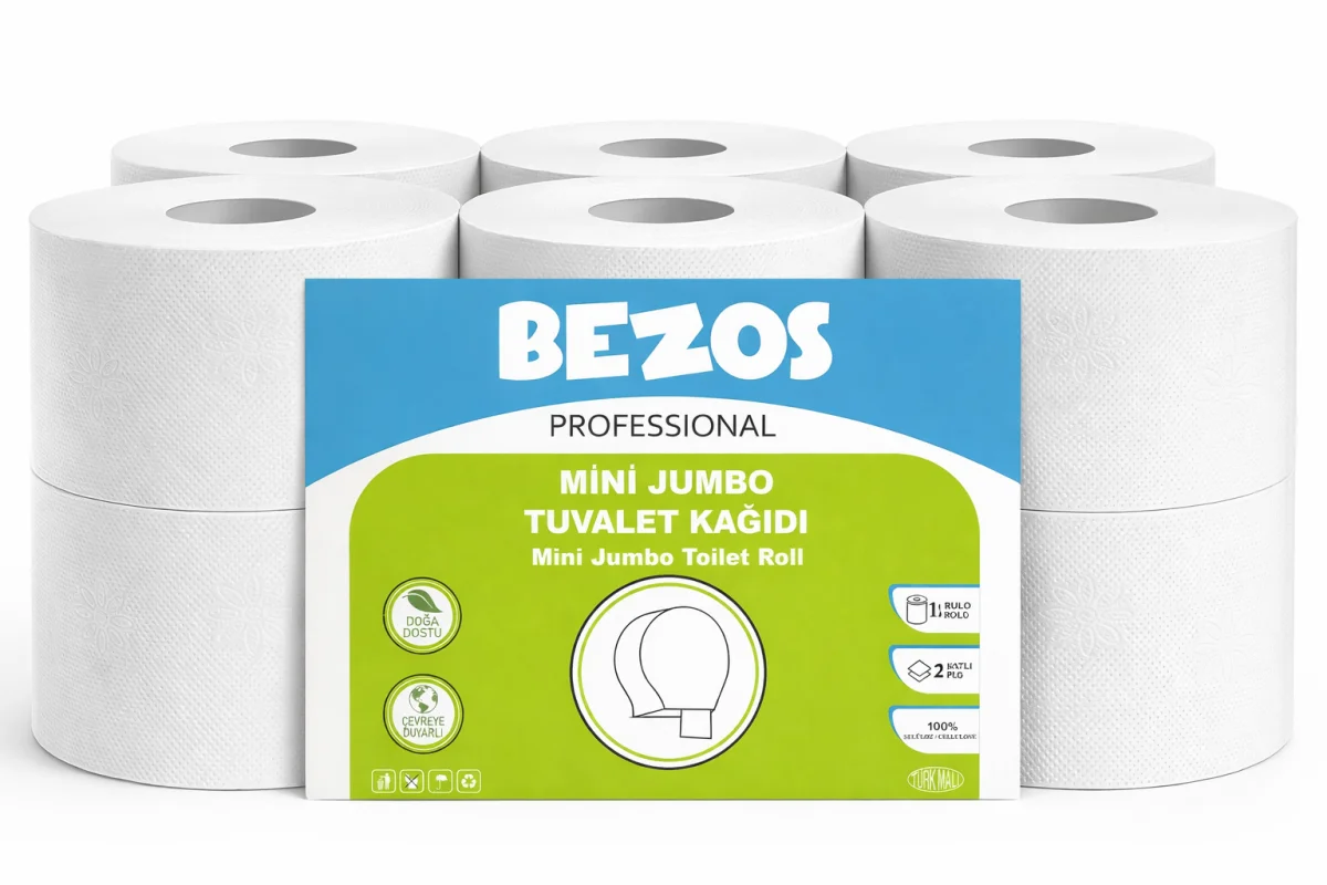 Bezos Professional Mini  Tuvalet Kağıdı 24 Rulo | 2 Katlı | %100 Selüloz | Endüstriyel & Ev Tipi Kullanım 2X12RULO