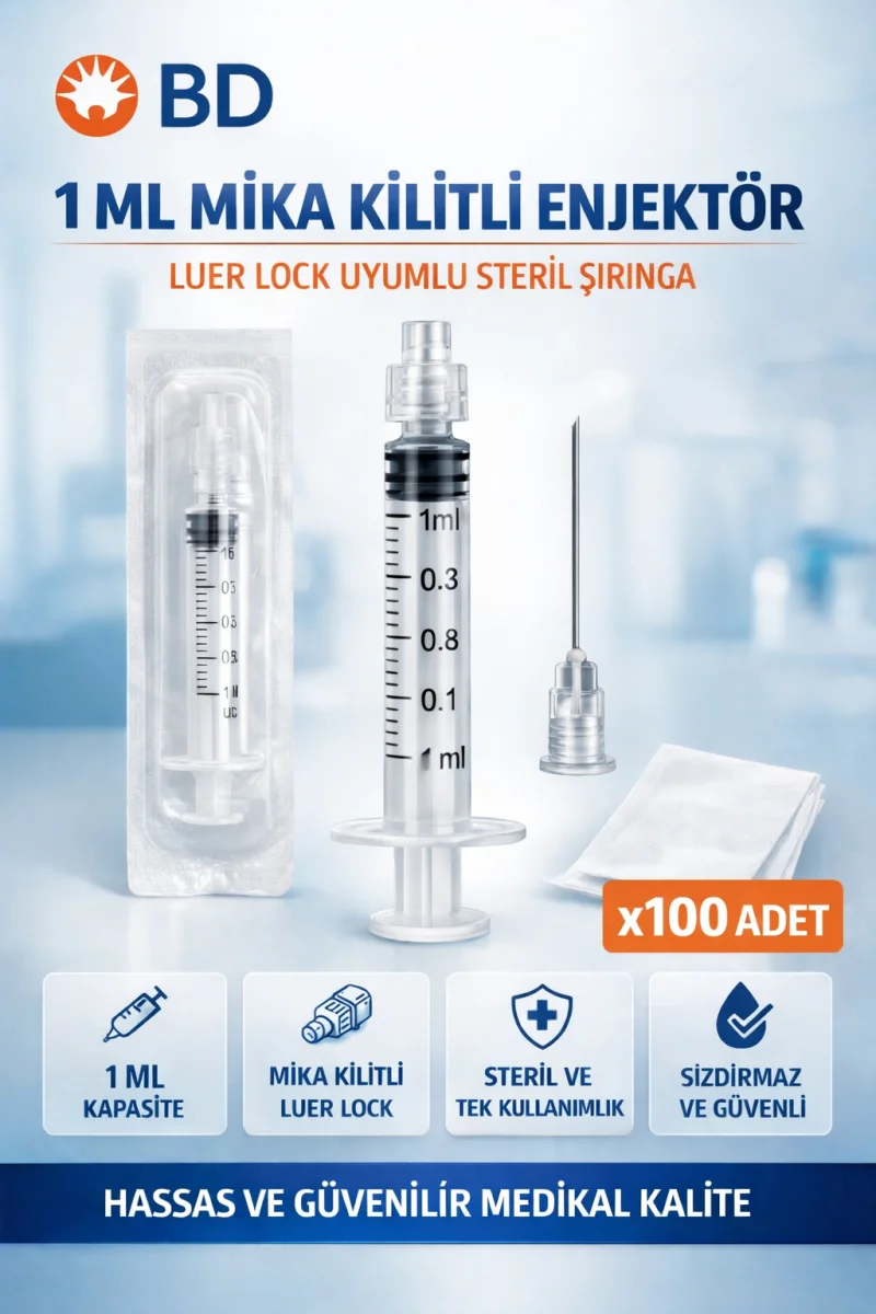 BD 1 ML Mika Kilitli Enjektör Luer Lock Şırınga