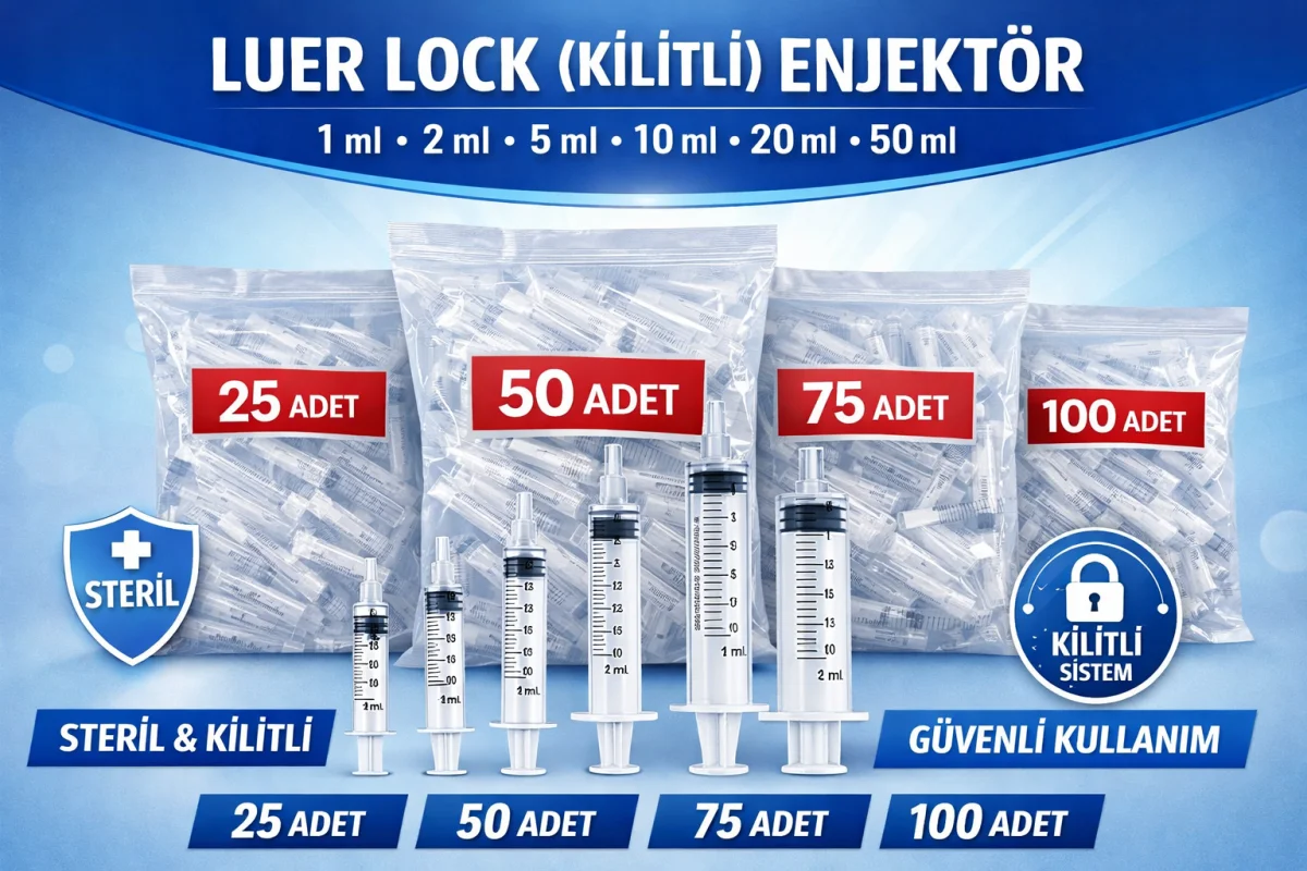 50 ml Luer Lock Kilitli Enjektör – Sızdırmaz ve Güvenli Medikal Şırınga