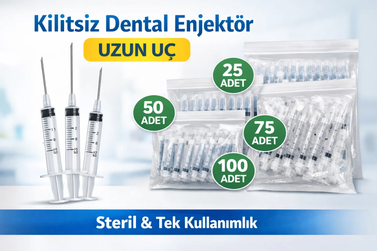 Kilitsiz Dental Enjektör Uzun Uç (Luer Slip) - Steril Diş Hekimliği Şırıngası