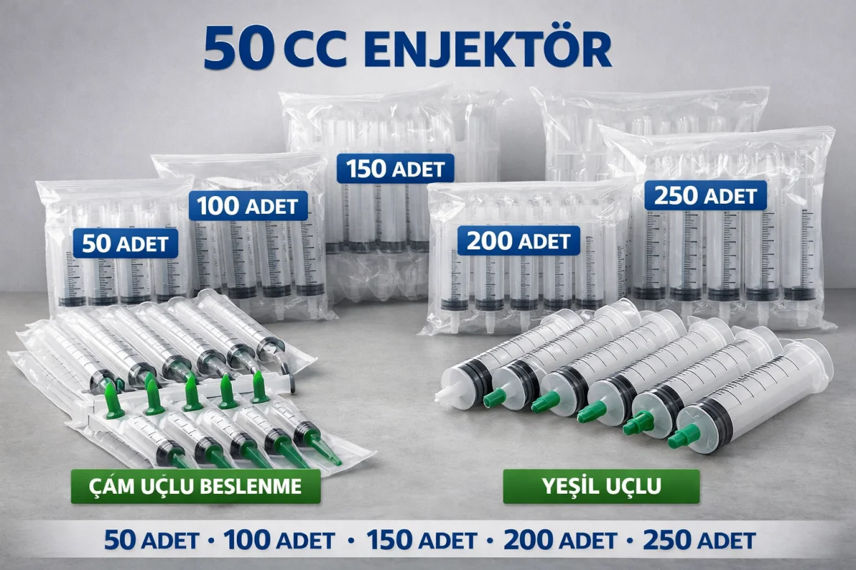 50 CC Enjektör 50 ML Tek Kullanımlık Şırınga