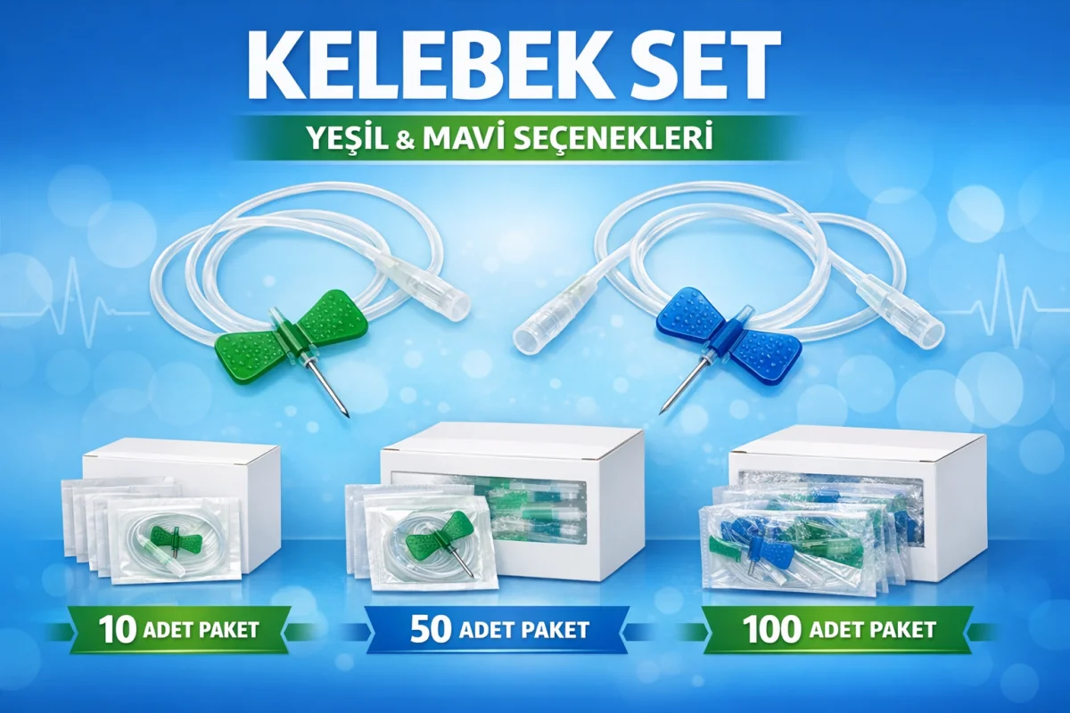 Kelebek Set Yeşil ve Mavi Seçenekli Steril Kullanımlık