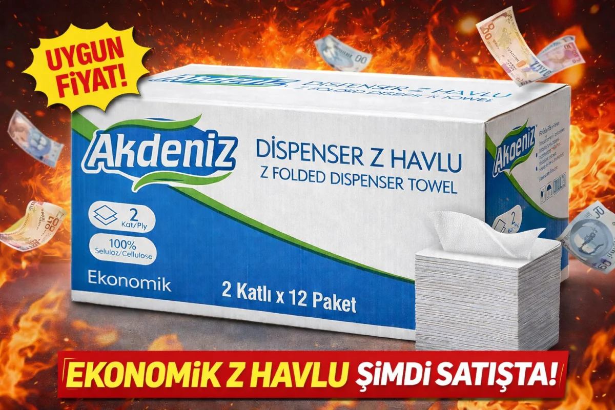 Akdeniz Dispenser Z Havlu 2 Katlı 12 Paket | %100 Selüloz | Ekonomik Z Katlı Kağıt Havlu