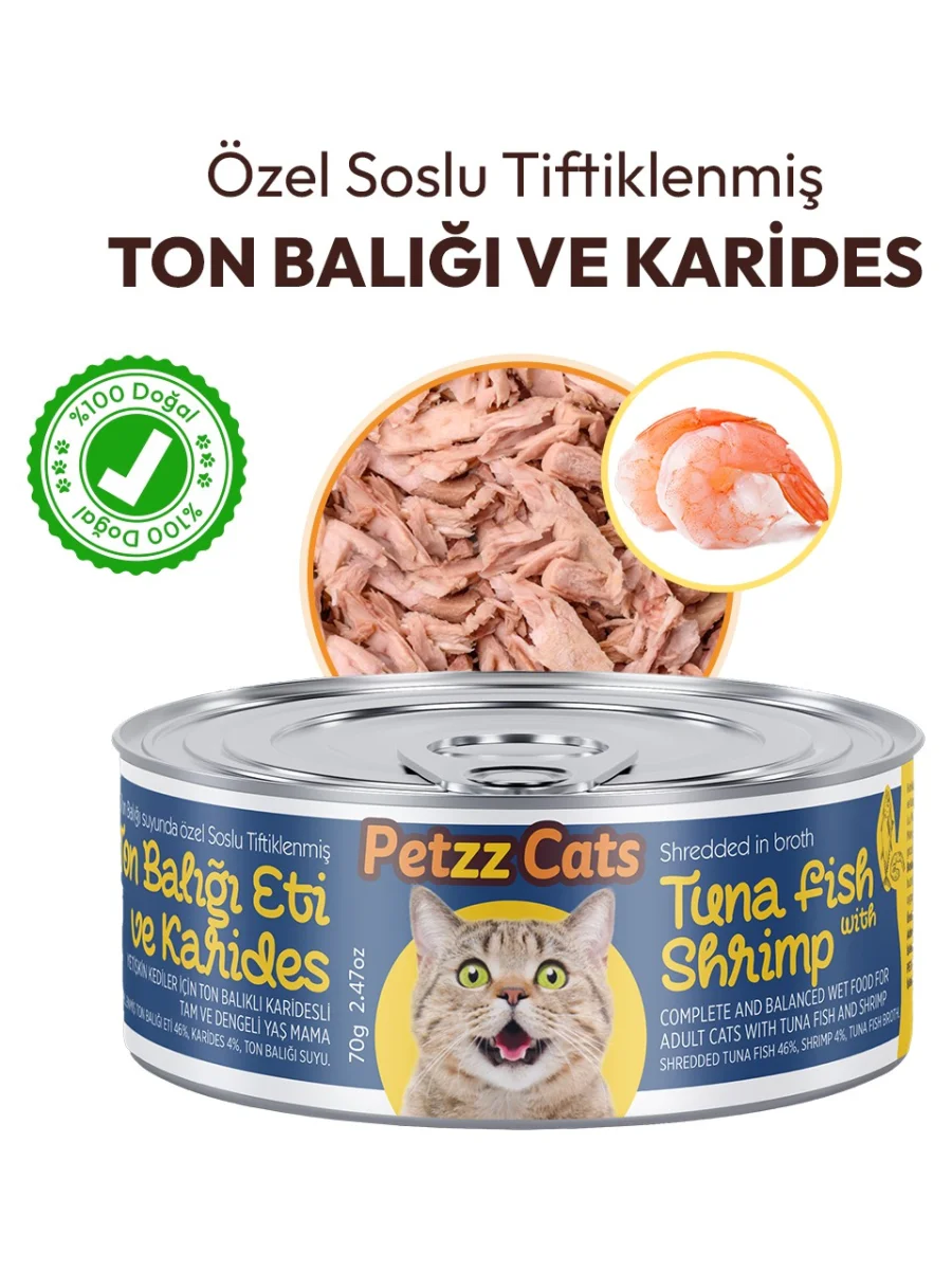 Petzzcats Ton Balığı & Karides Konserve Kedi Maması 1 Adet 70 gr
