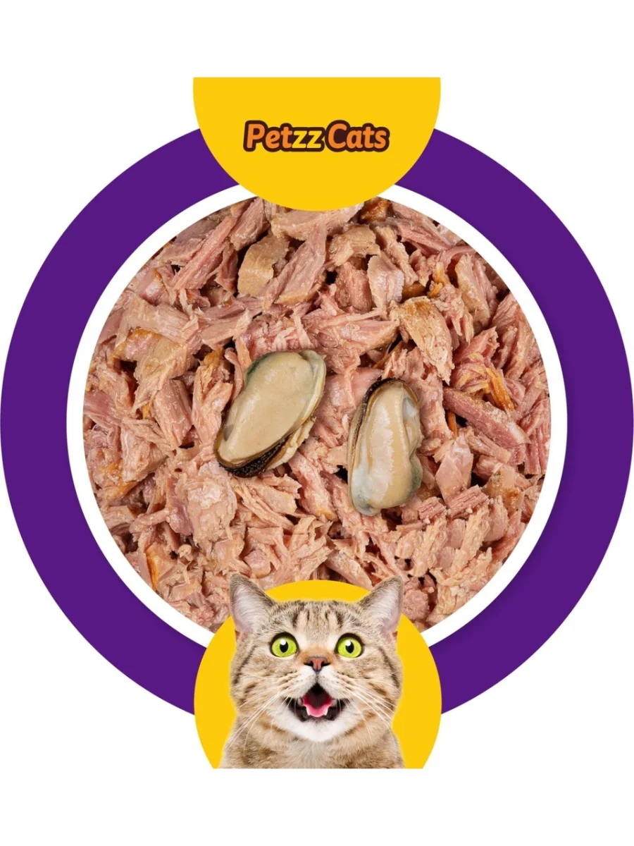 Petzzcats Ton Balığı & Midye Konserve Kedi Maması 1 Adet 70 gr
