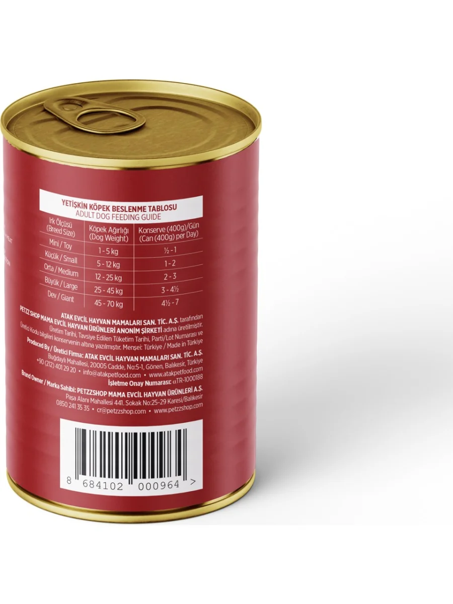 Petzzdogs Sığır Etli Yetişkin Köpek Konservesi 400 gr 1 Adet
