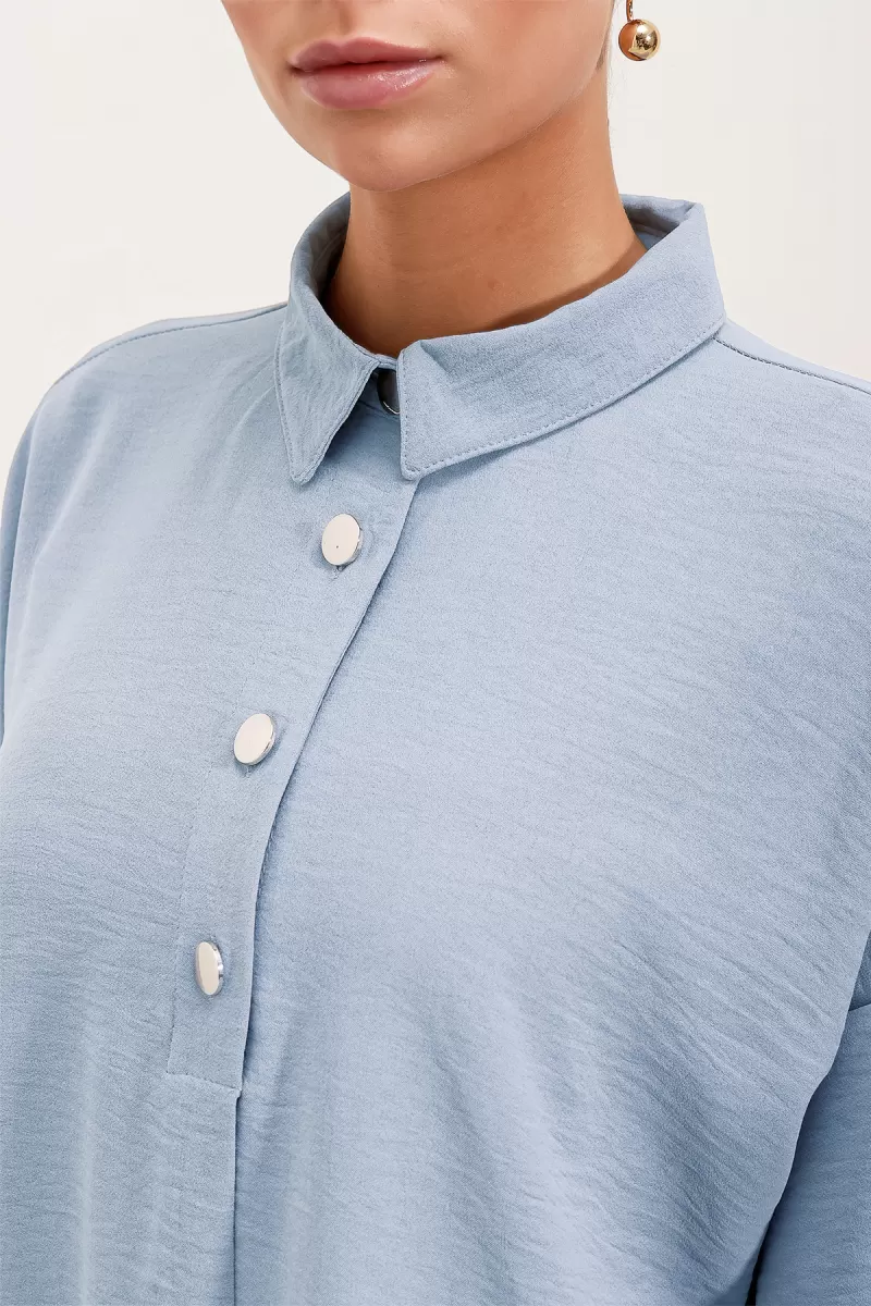 Kadın Bol Paça Oversize Mavi Takım