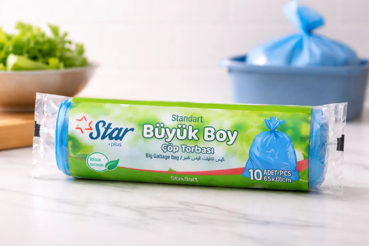 Star Plus Standart Büyük Boy Atık Torbası 65x80 cm 10 Adet Dayanıklı Sızdırmaz Atık Poşeti