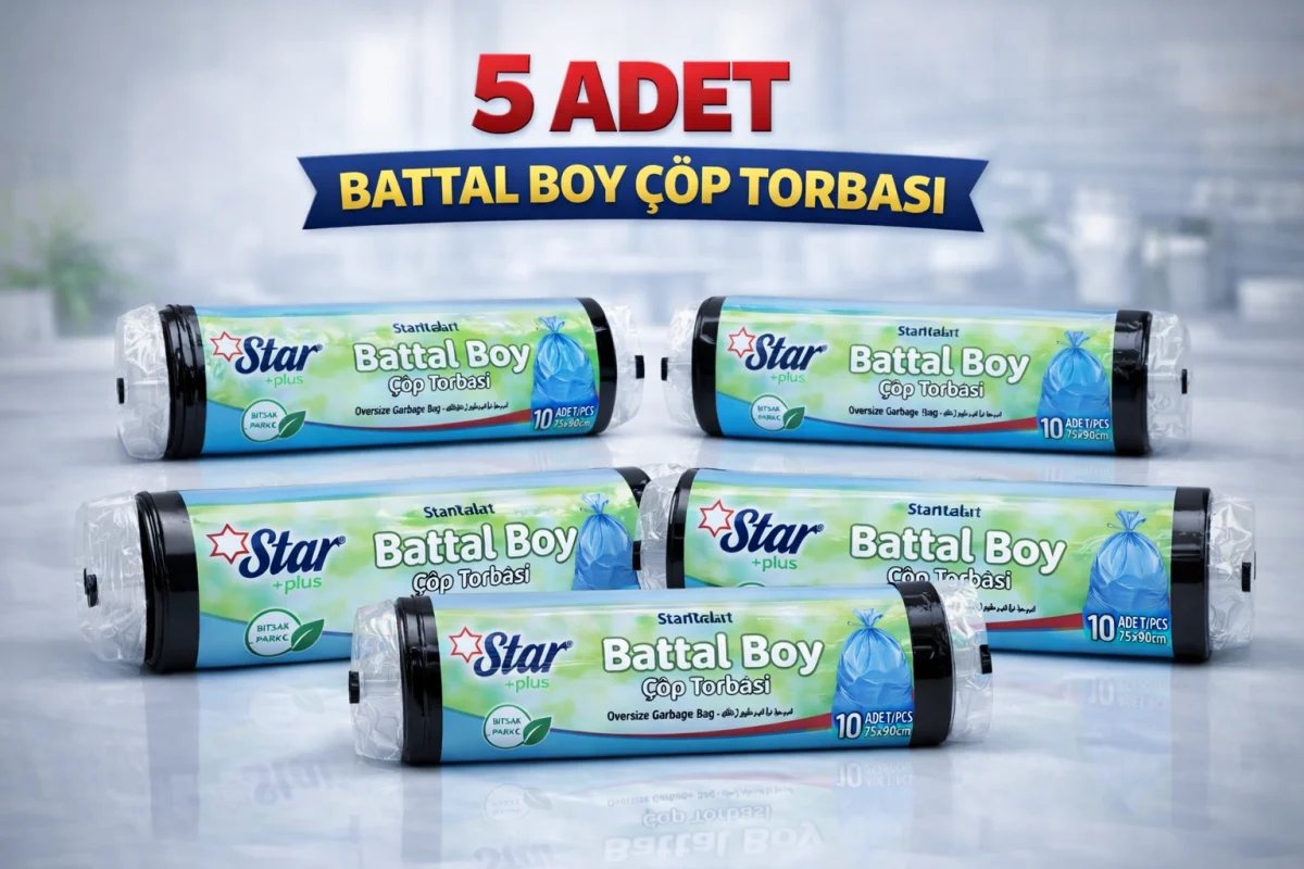 Star Plus Standart Büyük Boy Atık Poşeti 65x80 cm 10 Adet Dayanıklı Sızdırmaz Atık Torbası 5 Adet