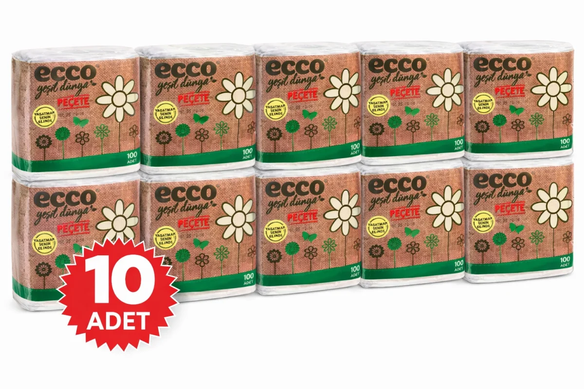 Ecco Green Kağıt  Peçete 100’lü 10 Adet Ekonomik Toplu Set