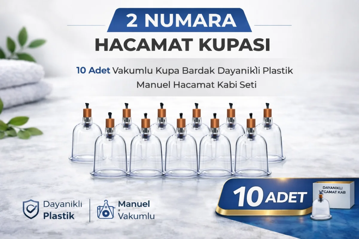 2 Numara Hacamat Kupası 10 Adet Vakumlu Kupa Bardak Dayanıklı Plastik Manuel Hacamat Kabı