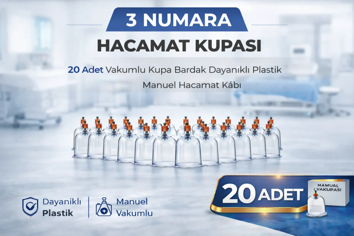 3 Numara Hacamat Kupası 20 Adet Vakumlu Kupa Bardak Dayanıklı Plastik Manuel Hacamat Kabı