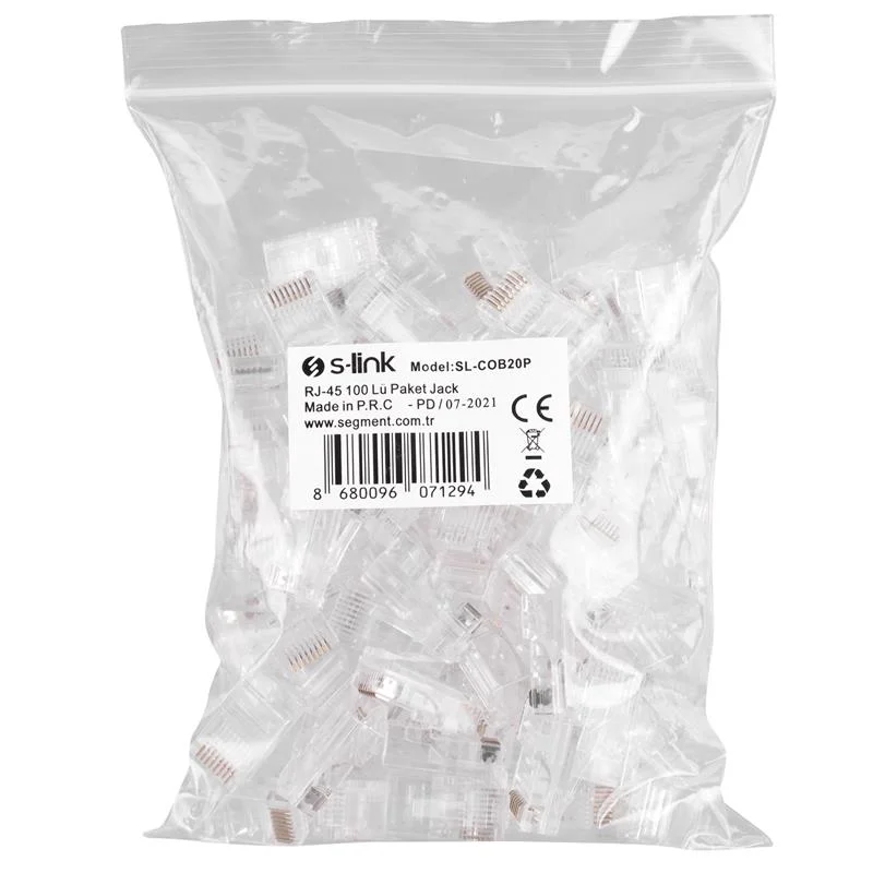 S-LINK SL-COB20P CAT6 EZRJ-45 YENİ NESİL UTP KONNEKTÖR 100 LÜ KUTU