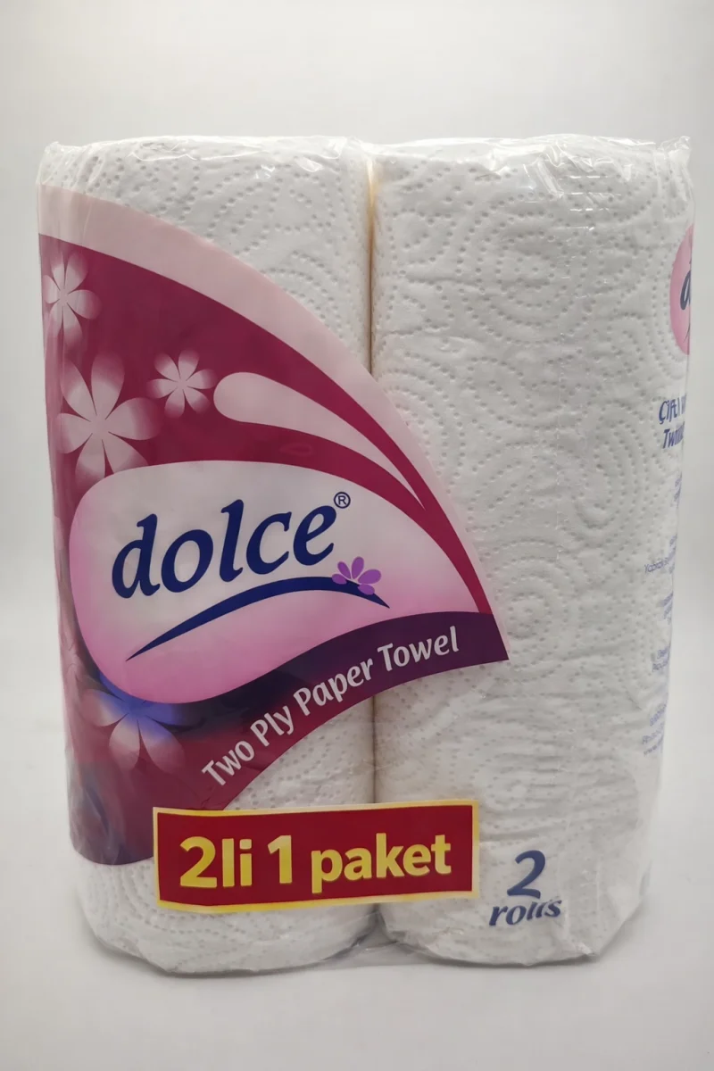 Dolce Çift Katlı Kağıt Havlu 2 Rulo 1 Paket Yüksek Emicili Çok Amaçlı Kağıt Havlu