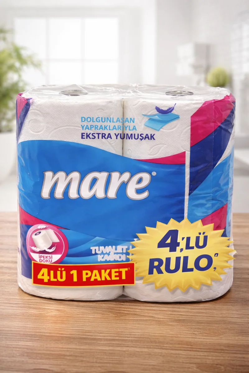 Mare Tuvalet Kağıdı 4 Rulo 1 Paket Ekstra Yumuşak Çift Katlı Dayanıklı Tuvalet Kağıdı
