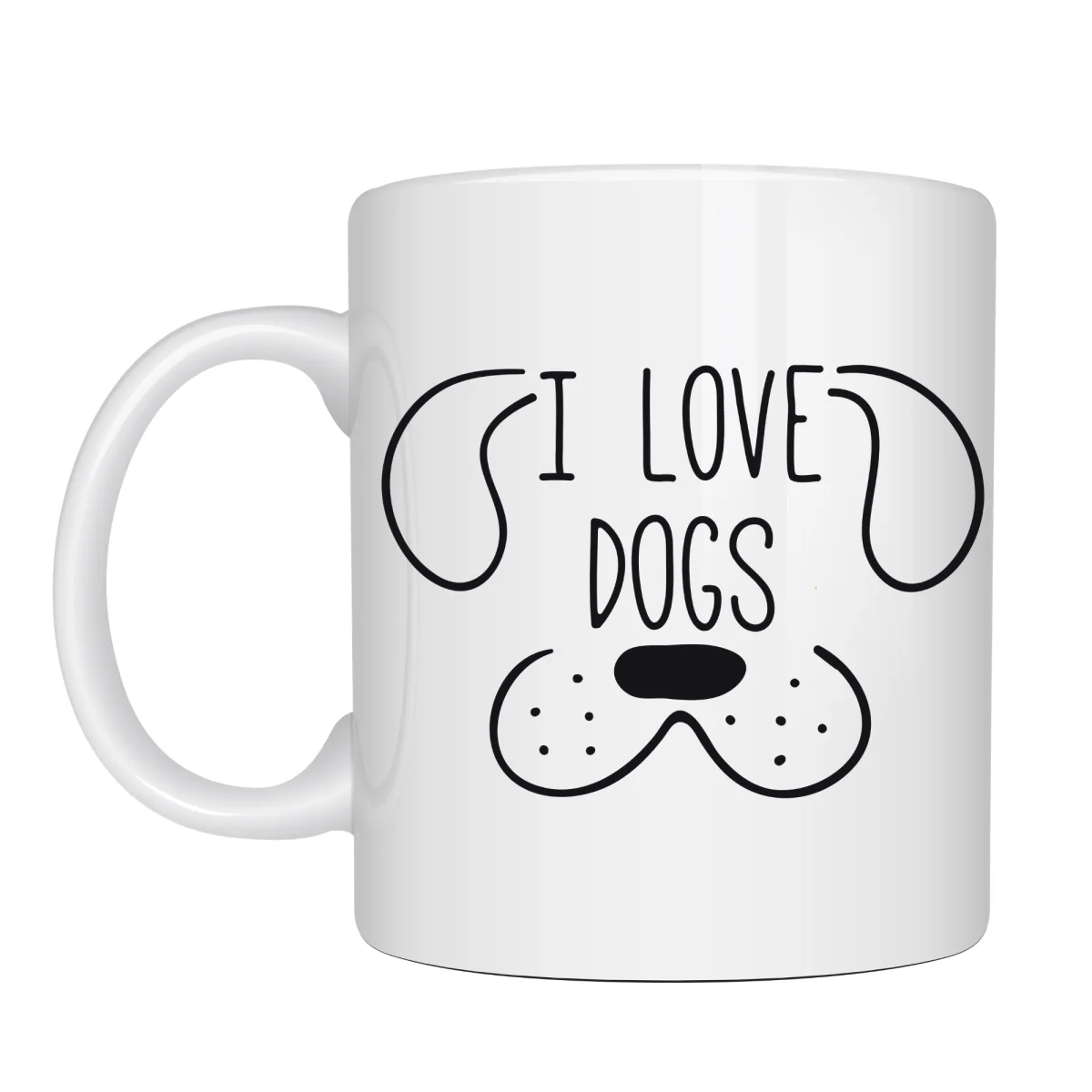 Köpek Severlere Özel “I Love Dogs” Kupa MODEL 182– Sevimli Köpek Tasarımlı Porselen Kahve Kupası – Hediyelik Kupa