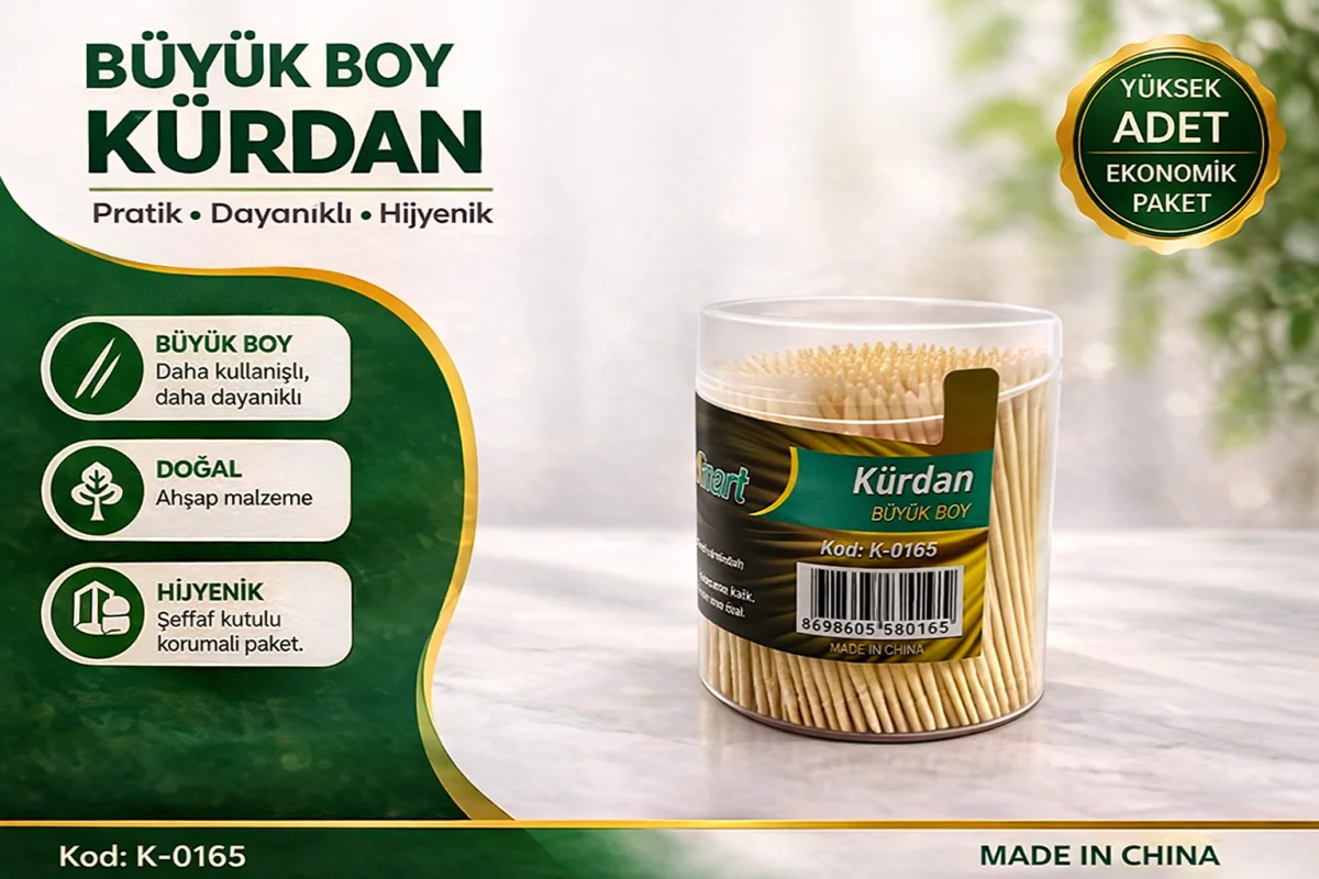 Kürdan Büyük Boy Ahşap Kürdan Hijyenik Paket Tek Kullanımlık Dayanıklı Kürdan Seti 1 Adet