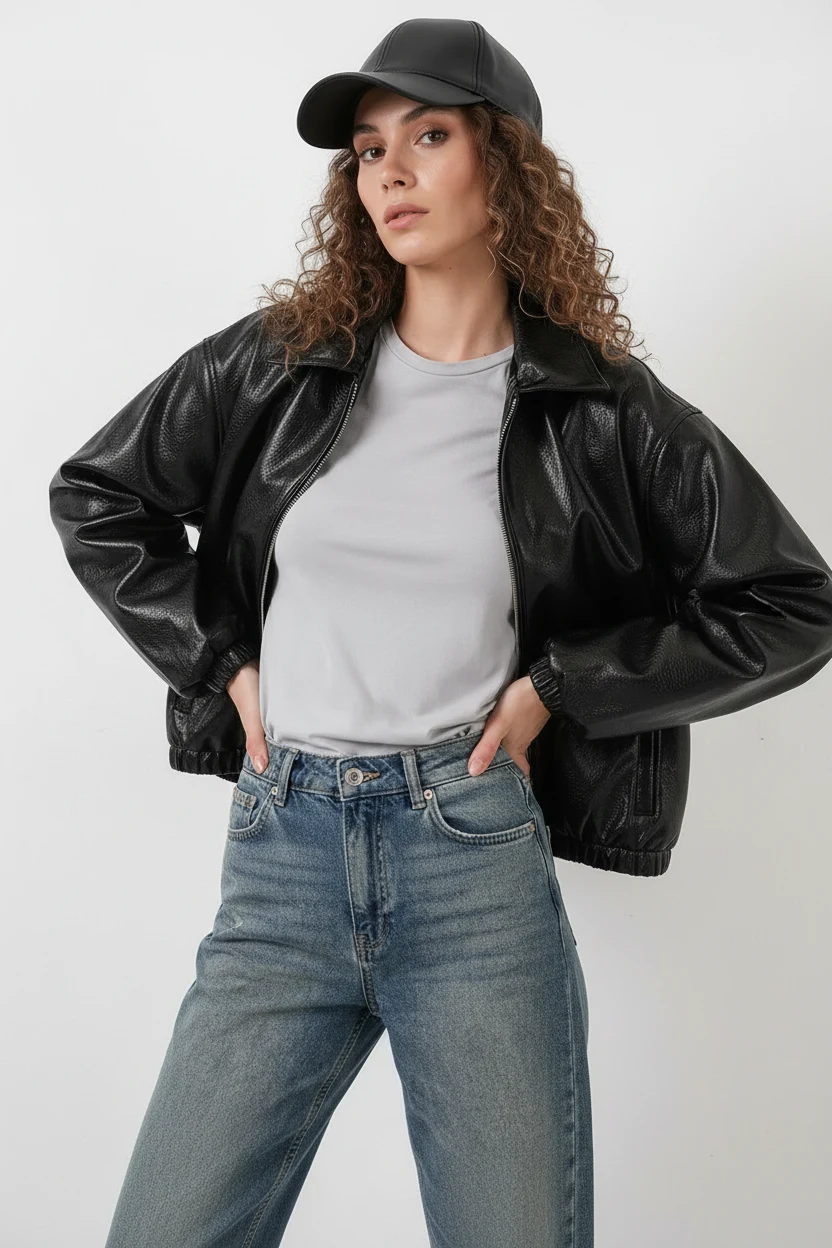 Kadın Klasik Yaka Oversize Siyah Ceket