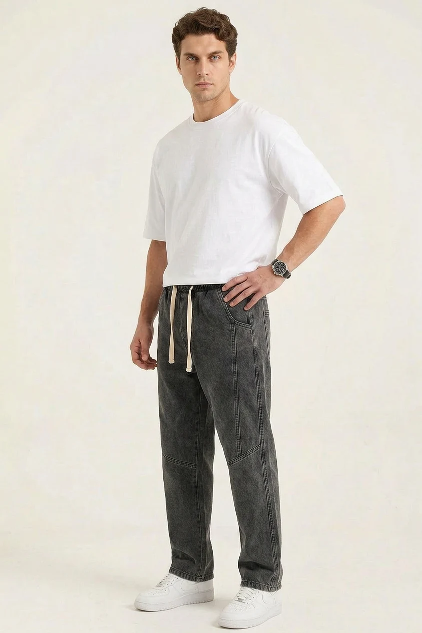 Erkek Rahat Kesim Denim Antrasit Pantolon