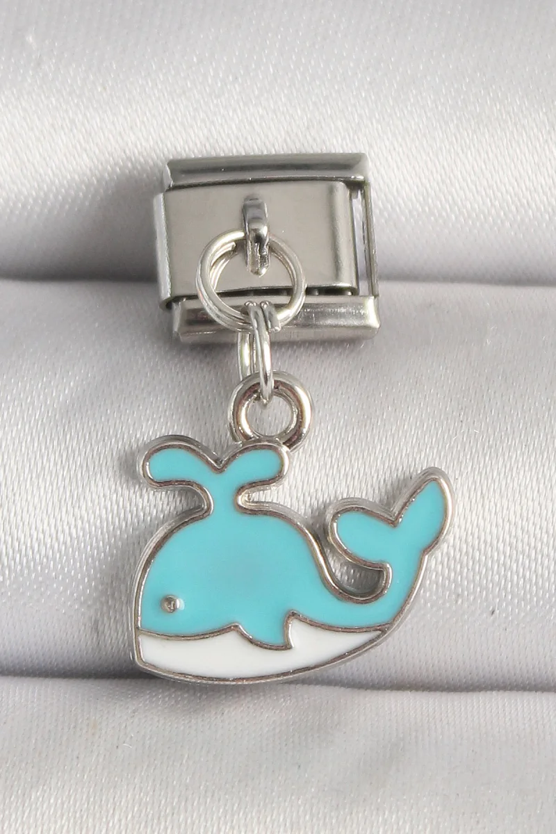 316L Çelik Gümüş Renk Mavi Balina Model Charm