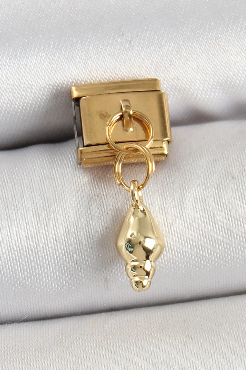 316L Çelik Sallantılı Deniz Kabuğu Model Gold Renk Charm