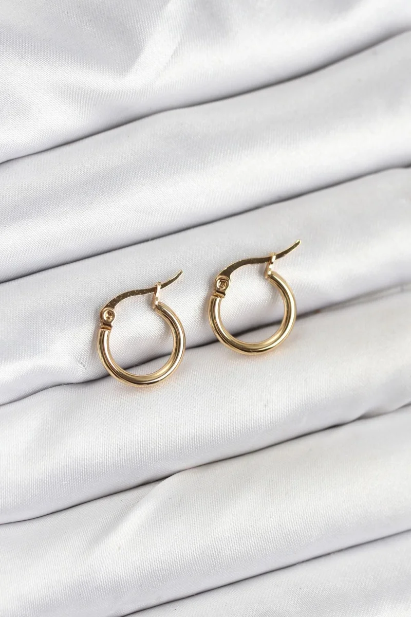 316L Çelik Gold Renk 12 mm Halka Kadın Küpe