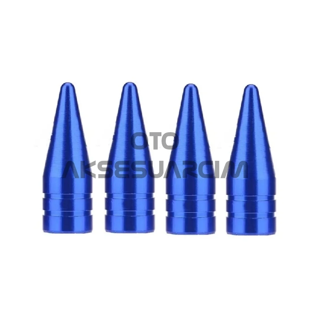 Alüminyum Sivri Sibop Kapağı Mavi 4'lü 32mm