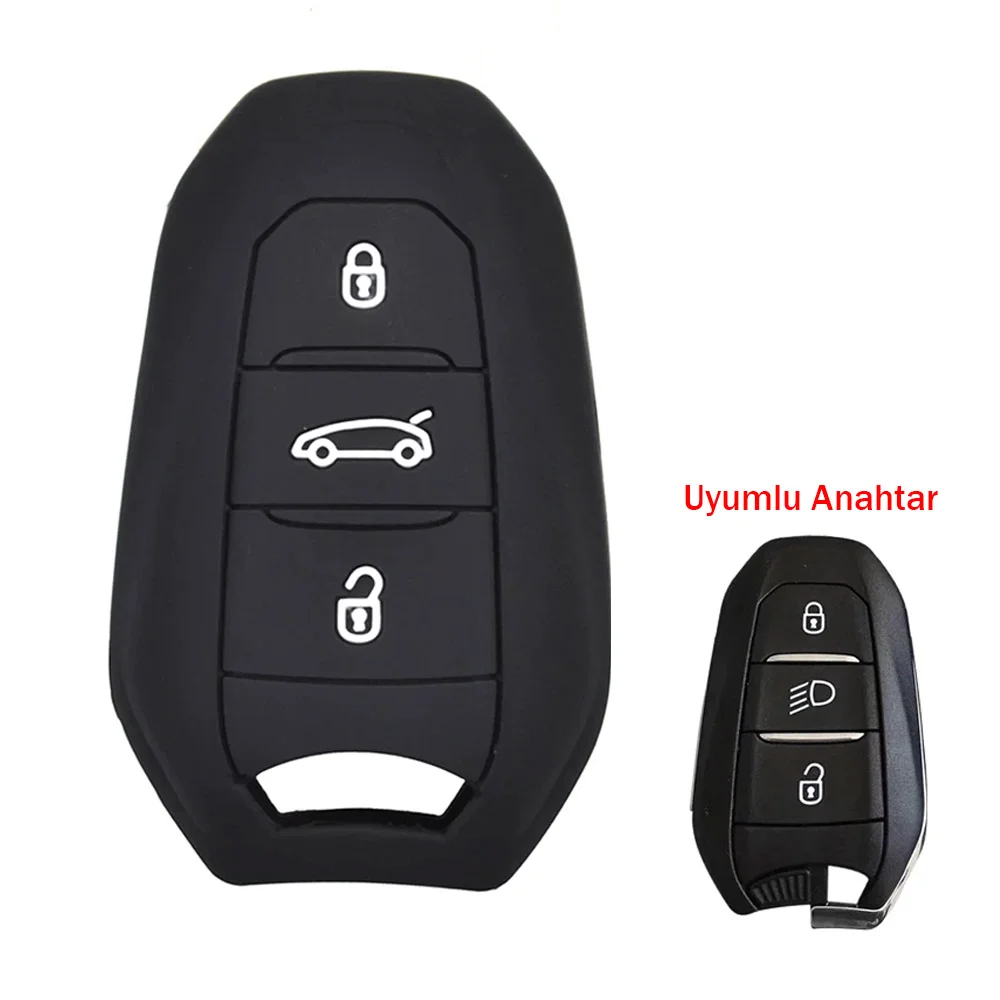 Citroen C4 Picasso DS3 DS4 DS5 DS6 Uyumlu Silikon Oto Anahtar Kumanda Kabı Kılıf Siyah
