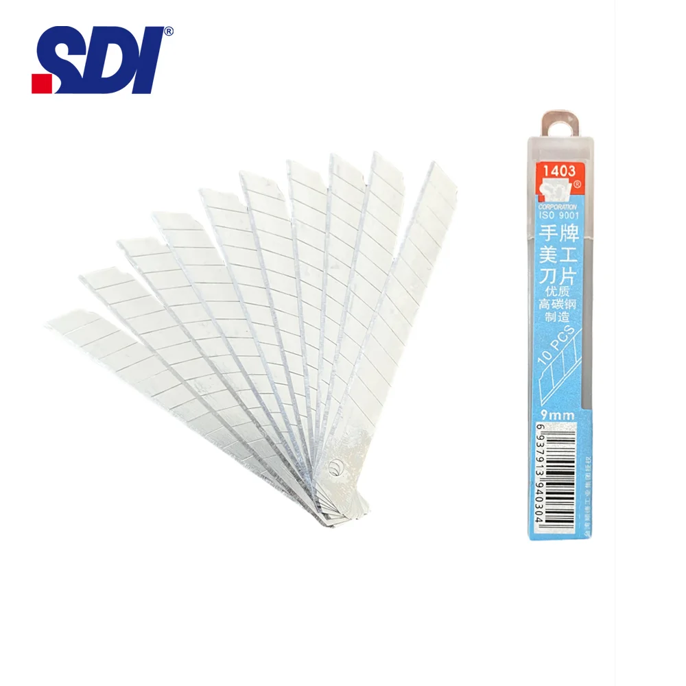 SDI 1403 Çelik Maket Bıçağı Falçata Ucu Yedeği 9mm 60 Derece Küçük 10'lu
