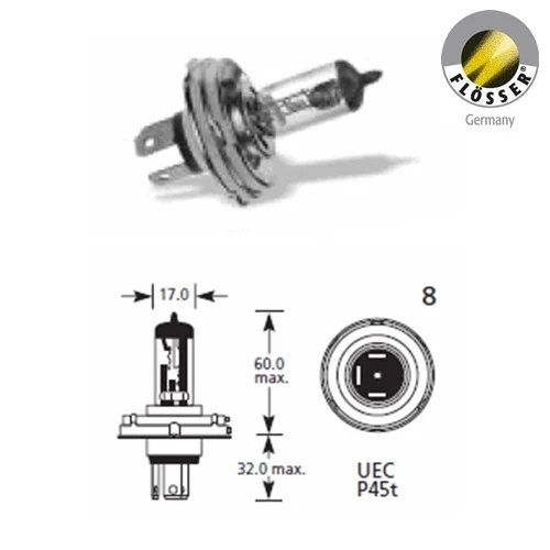Flösher H4 Halojen Far Ampülü 12 Volt 60/55 Watt