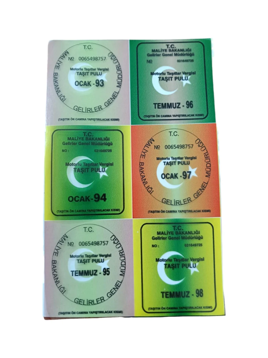 Türk Bayrağı Gümrük Pulu Oto Sticker İçerden Yapıkanlı Model