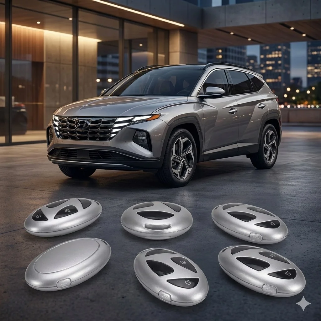 Hyundai Tuscon Ioniq Uyumlu Smart 3 Buton Silikon Oto Anahtar Kumanda Kabı Kılıf Gri