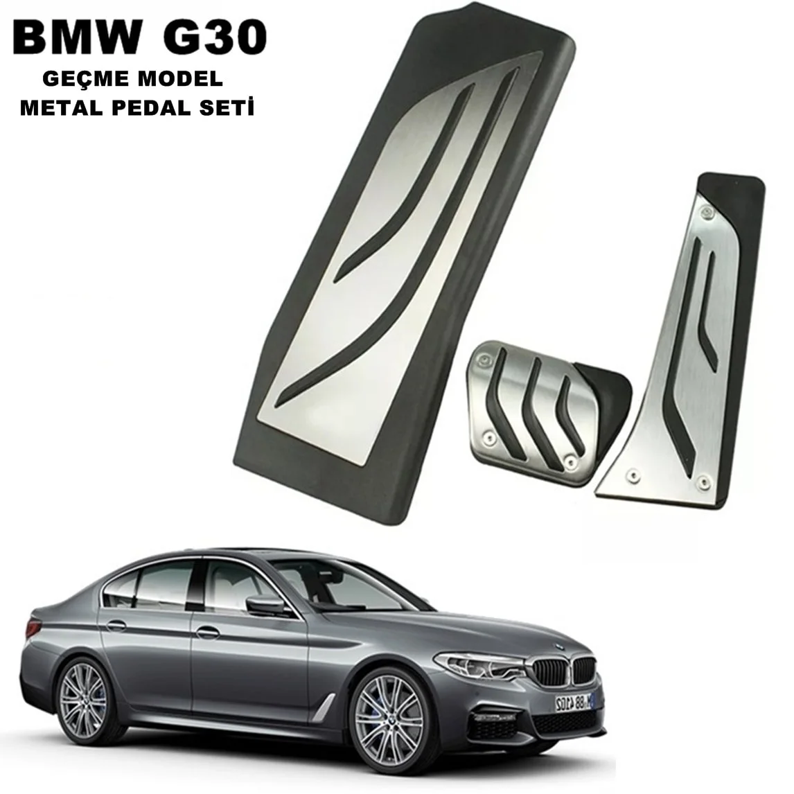 BMW 5 Serisi G30 M Sport 20i 2017-2023 Uyumlu Geçme Otomatik Pedal Seti  Siyah Krom