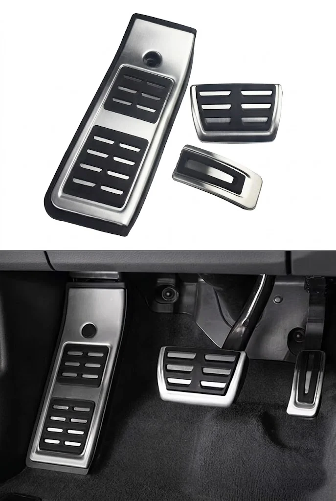 Audi A4 B9 A5 F5 2016-2023 Uyumlu Geçme Otomatik Pedal Seti 3 Parça Siyah Krom