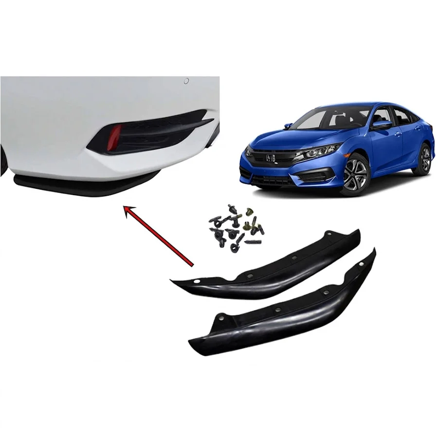 Honda Civic FC5 2016-2021 Uyumlu Ön Tampon Aero Flap Piano Black 2 Parça