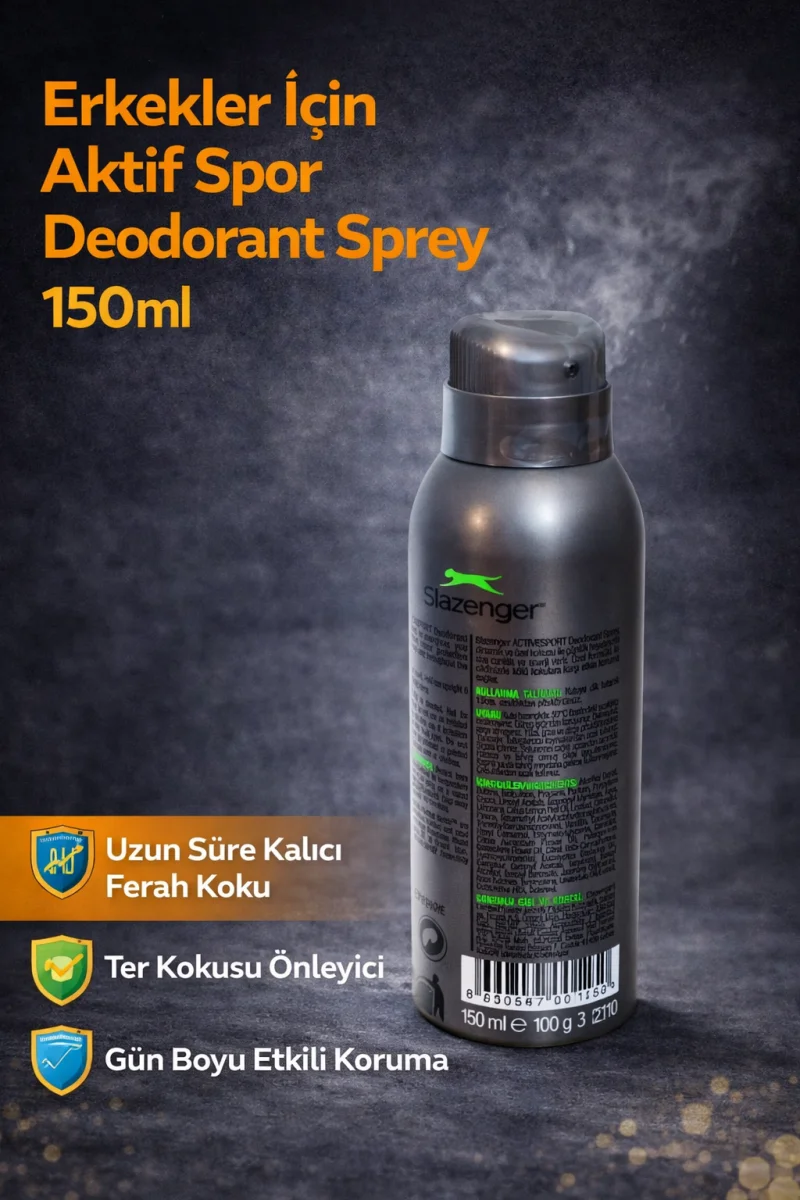 Erkekler İçin Aktif Spor Deodorant Sprey 150 ml Uzun Süre Kalıcı Ferah Koku