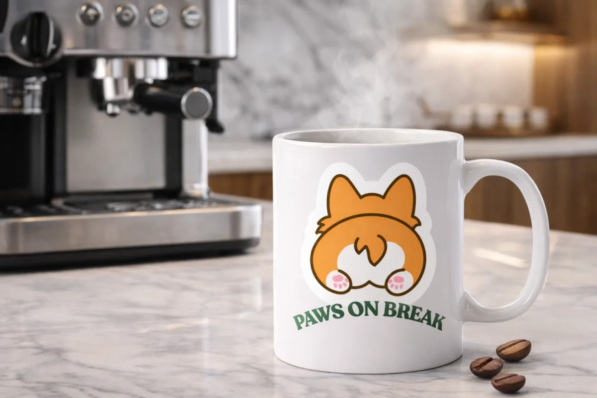 Paws On Break Tasarımlı Kupa Bardak Model 201 Seramik Baskılı Kahve Kupası Dayanıklı ve Şık Tasarım