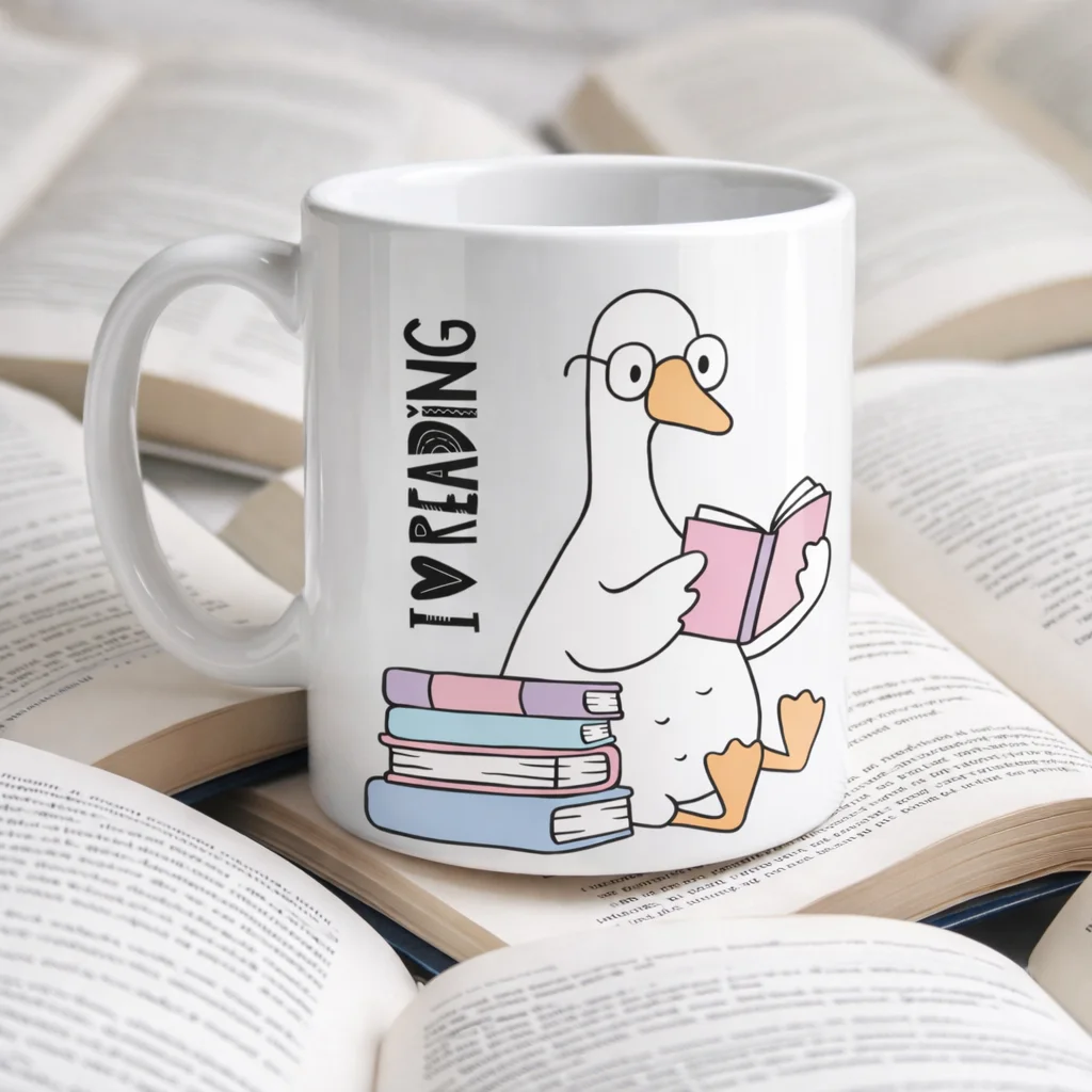 I Love Reading Yazılı Kupa Model 210 Kitap Temalı Tasarım Seramik Kahve Kupası Kitap Severlere Hediye