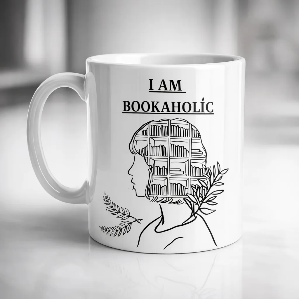 I Am Bookaholic Yazılı Kitap Temalı Kupa Model 213 Baskılı Seramik Kahve Kupası