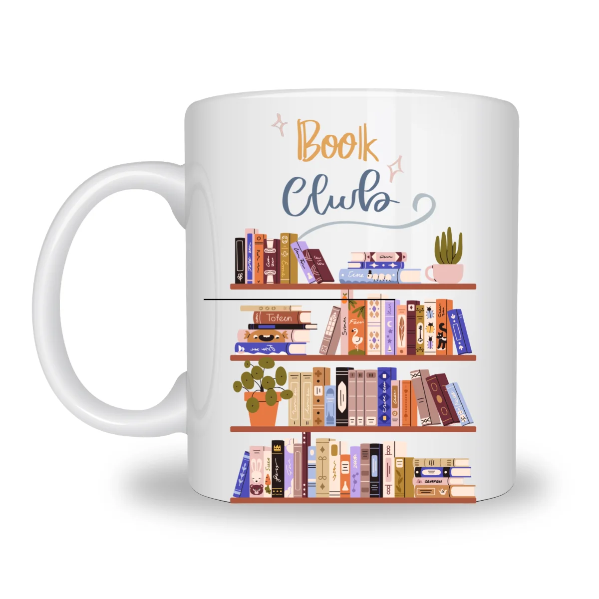 Book Club Temalı Kupa Model 243 Kitap Severler İçin Tasarım Baskılı Seramik Kahve Kupası