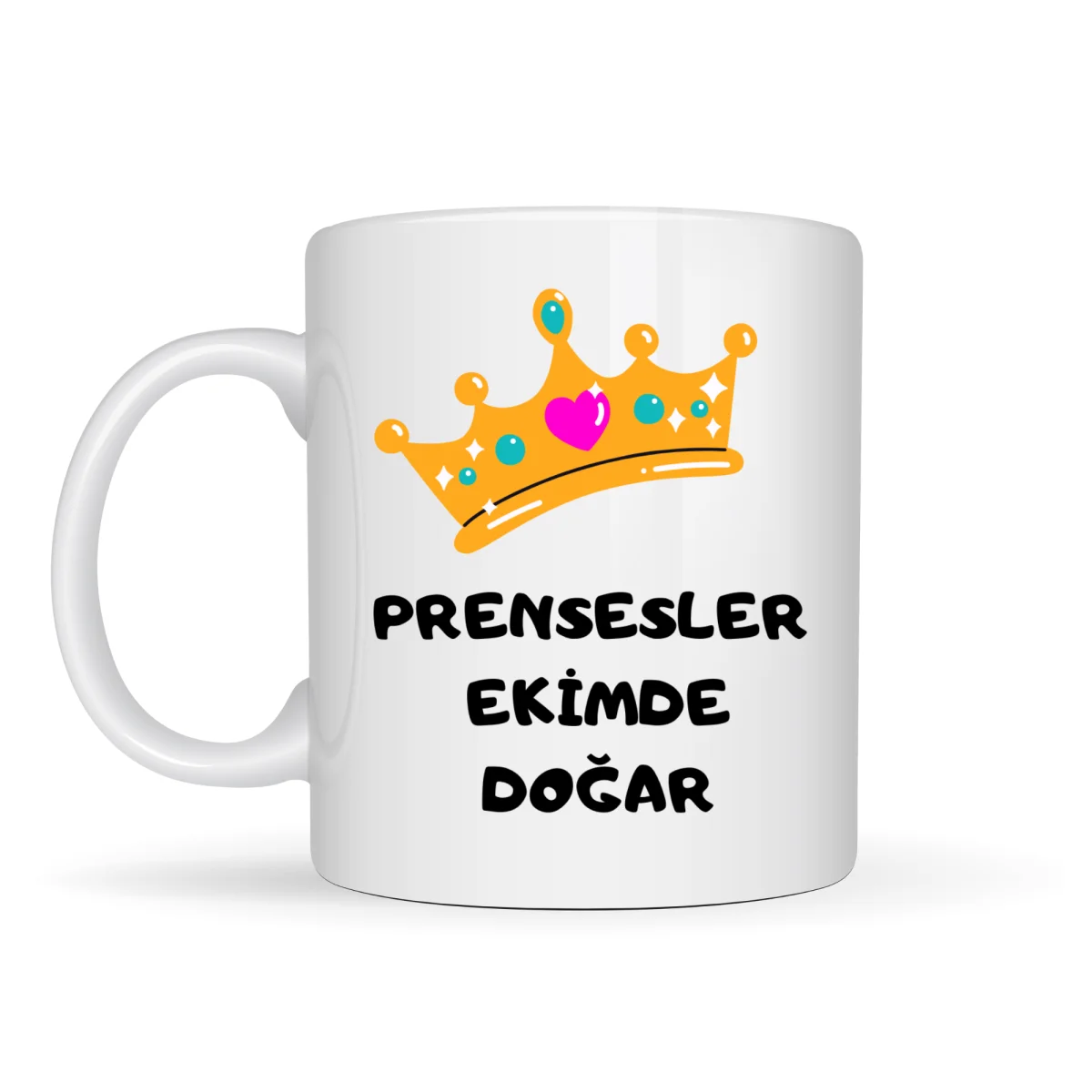 Prensesler Ekimde Doğar Yazılı Kupa Model 254 Taç Tasarımlı Ekim Ayı Doğum Günü Hediyesi Seramik Kahve Kupası